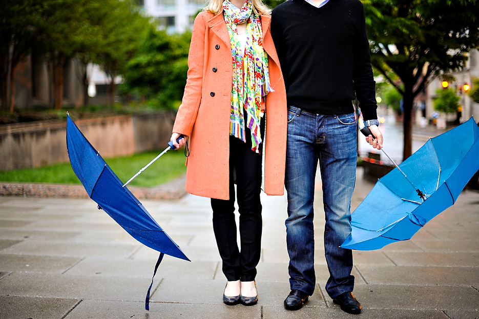 Umbrella engagement photography